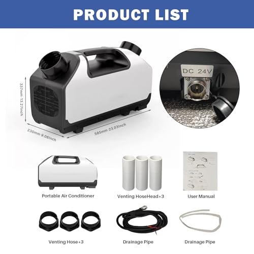 Aspligo DC 24v Tent Air Conditioner Portable Air conditioner Cooling AC Unit for Outdoor Camping Tent Van RV Camper Motorhome Truck Trailer SUV Car New energy