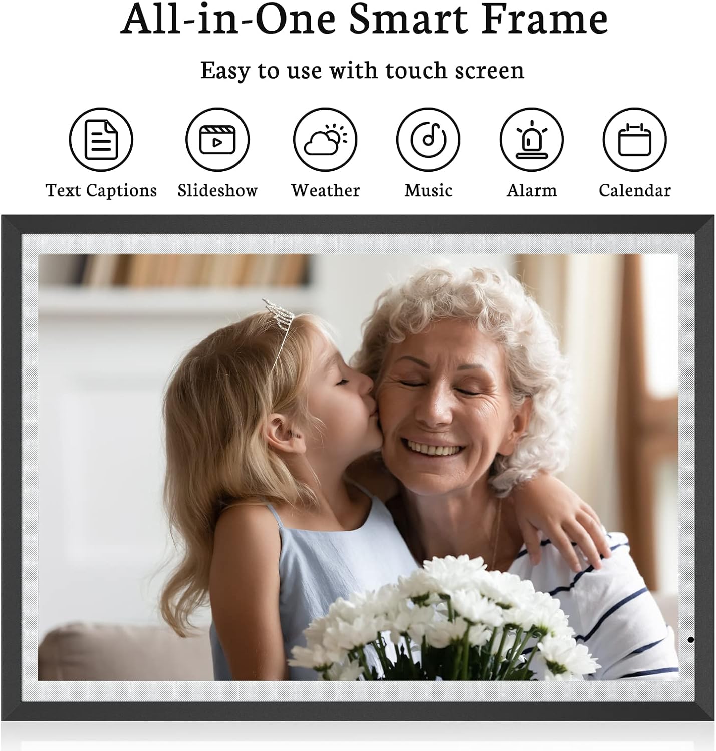BSIMB Digital Picture Frame IPS Display, Wall-Mountable Electric Photo Frame with Remote Control, Place in Landscape&Portrait, Gift for Mother's Day