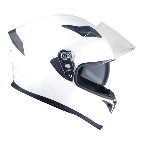1Storm Motorcycle Full Face Dual Visor Helmet Bundle with Spoiler and Motorcycle Bluetooth Headset: HJK316 Matt Black