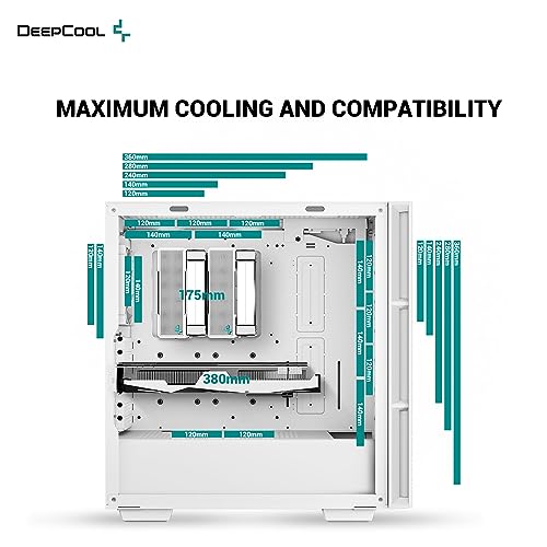 DeepCool CH560 PC Case High-Airflow 140mm PWM ARGB Fans Front Mid-Tower ATX PC Case Hybrid Mesh/Tempered Glass Side Panel 360mm Radiator Top/Front Support Gaming Case USB 3.0 Type-C I/O Panel
