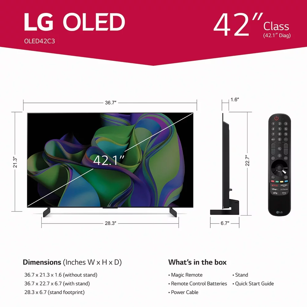 LG 42" Class 4K UHD OLED Web OS Smart TV with Dolby Vision C3 Series - OLED42C3PUA