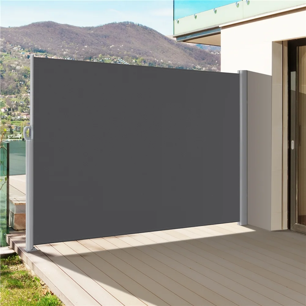 Yaheetech 118 x 71'' Retractable Patio Side Awning, Sun Shade and Wind Screen, Dark Gray