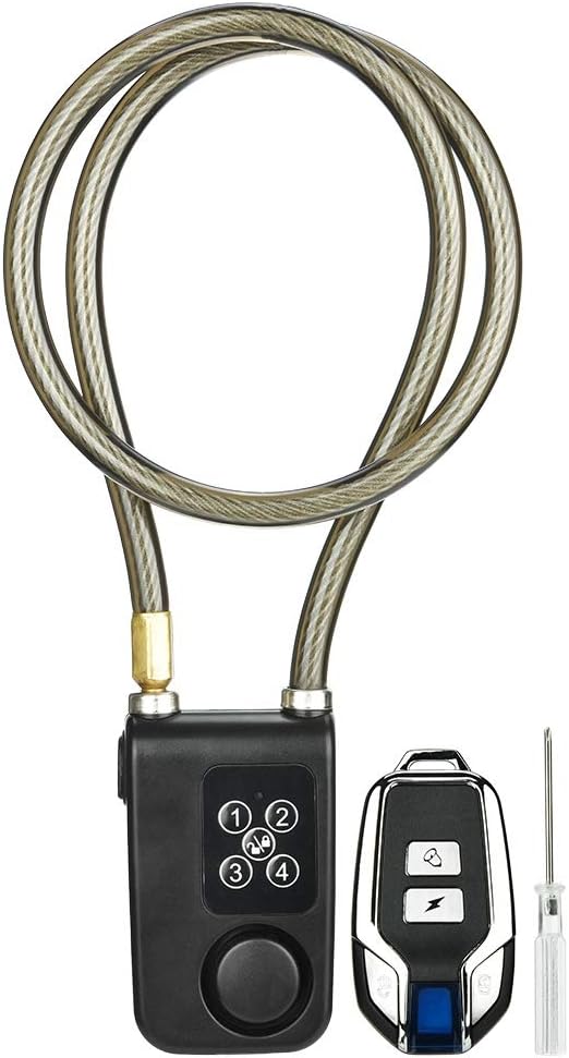 Bike Lock,Anti-Theft Security Wireless Remote Control Alarm Lock 4-Digit Password LED Indication IP55 Waterproof for Indoor and Outdoor use