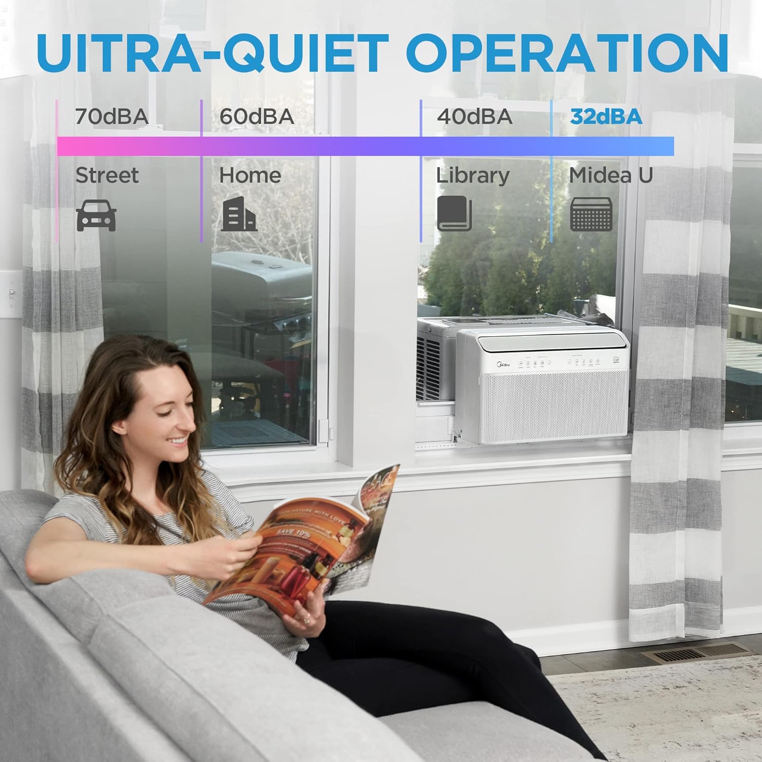 Midea 10,000 BTU U-Shaped Smart Inverter Window AC Bundle with 10,000 BTU Portable AC with Dehumidifier and Fan Modes