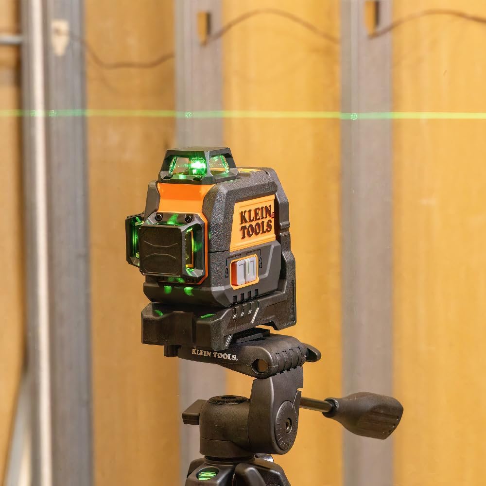 Klein Tools 93CPLG Compact Self-Leveling Laser Level, Bright Green 360-Degree Laser Planes, Rechargeable, Magnetic Mount