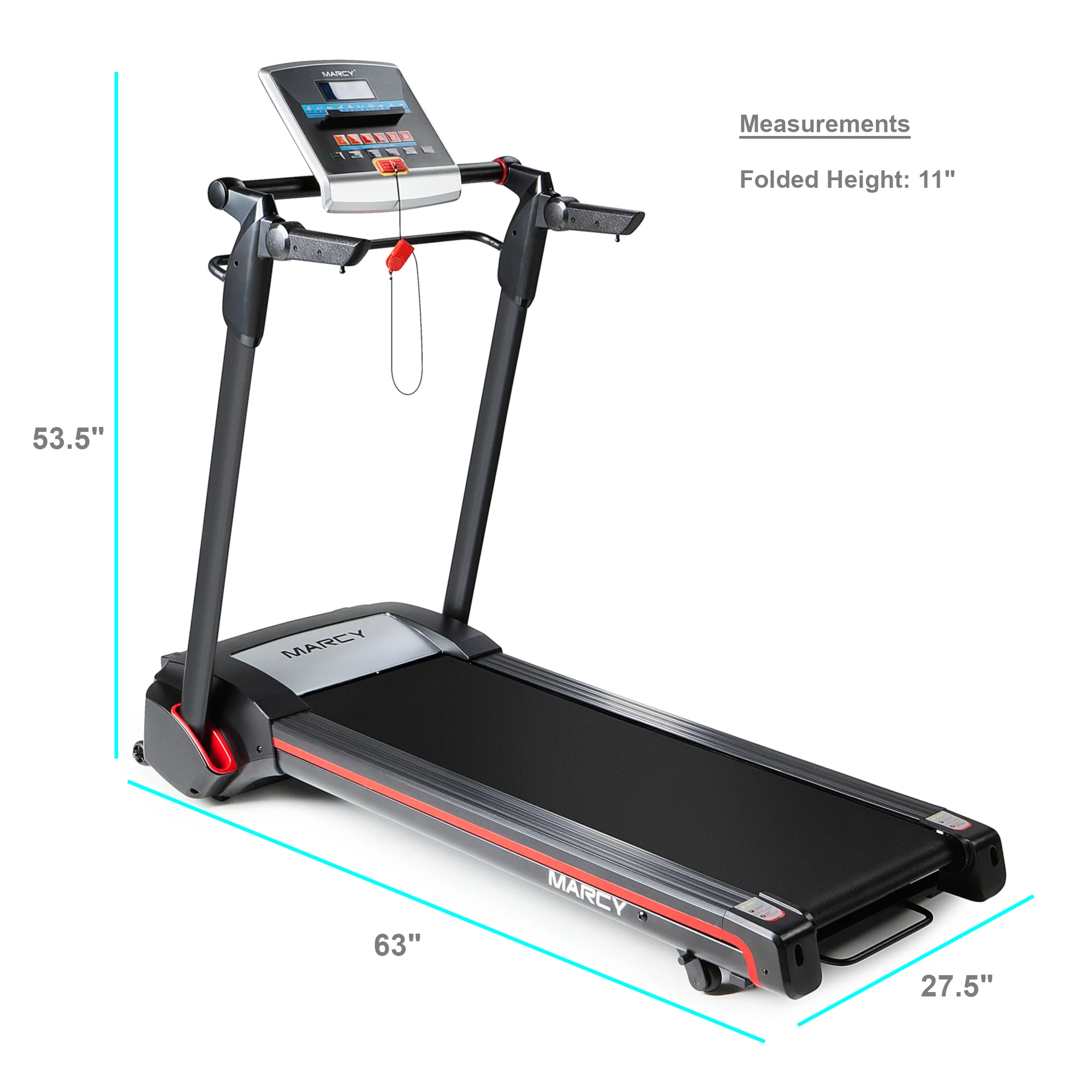 Marcy Folding Electric Treadmill With LCD Display and Adjustable Handles JX-651BW