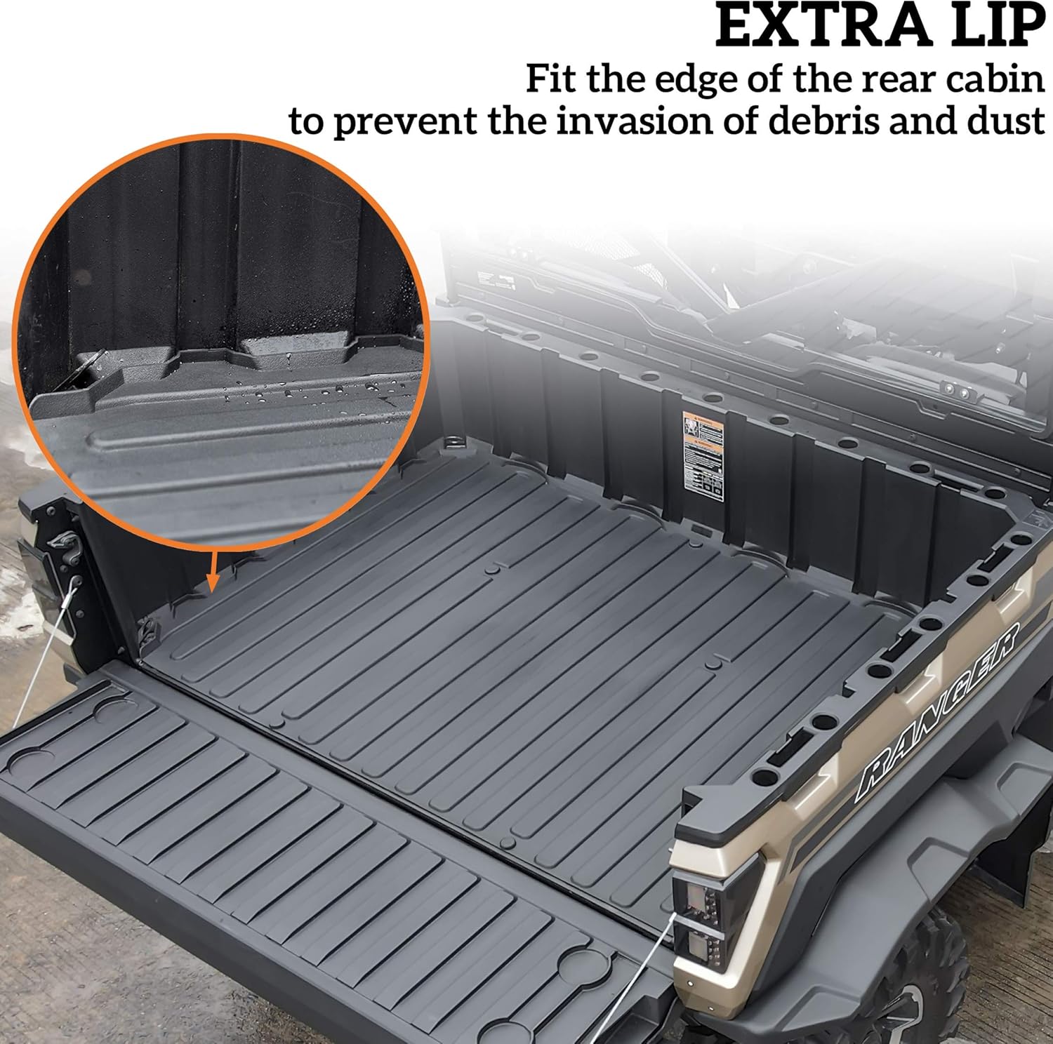 SAUTVS Rubber Bed Mat Liner for Ranger XP 1000, TPE Rear Cargo Bed Mat All Weather Protector Slush Liner for Polaris Ranger XP 1000 Crew 2018-2021 Accessories