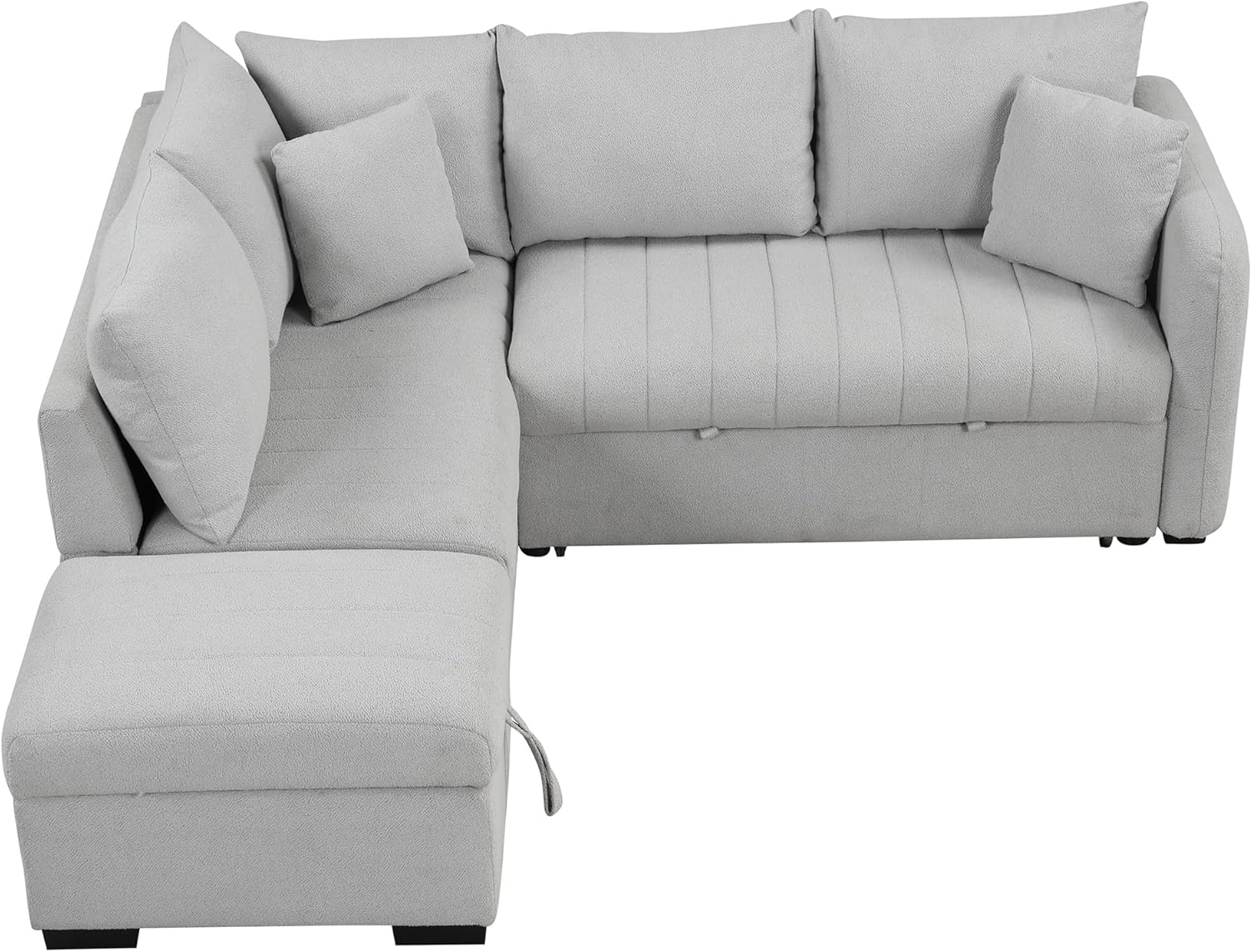 82.6" L-shaped Sectional Pull Out Sofa Bed Sleeper Sofa with Two USB Ports, Two Power Sockets and a Movable Storage Ottoman, Gray