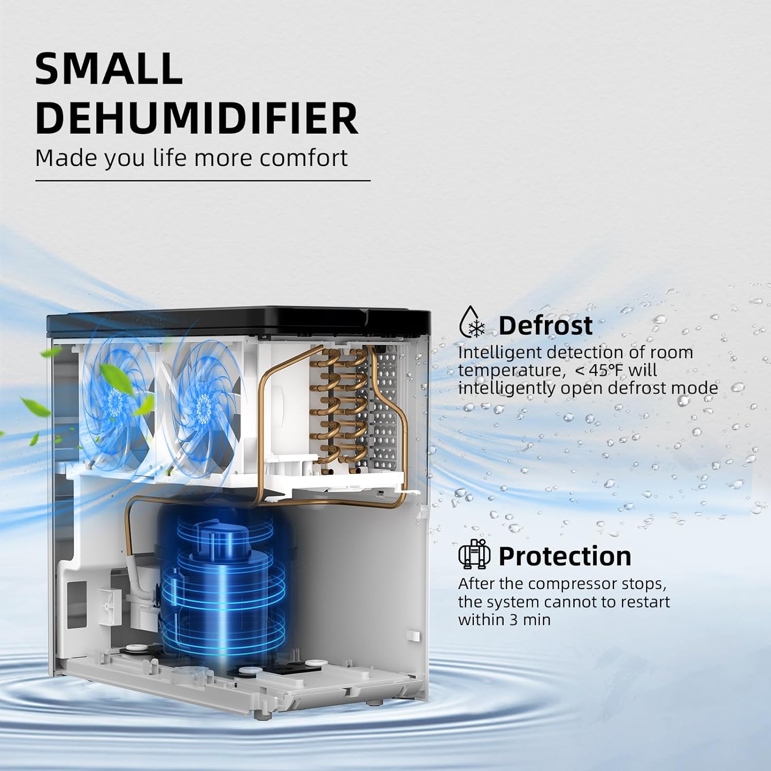 20-30 Pints Home Dehumidifier for Bedroom, Basement with Drain Hose, Reusable Filter,Auto Shut for 1,500 Sq. Ft. Large Room, Bathroom Grey
