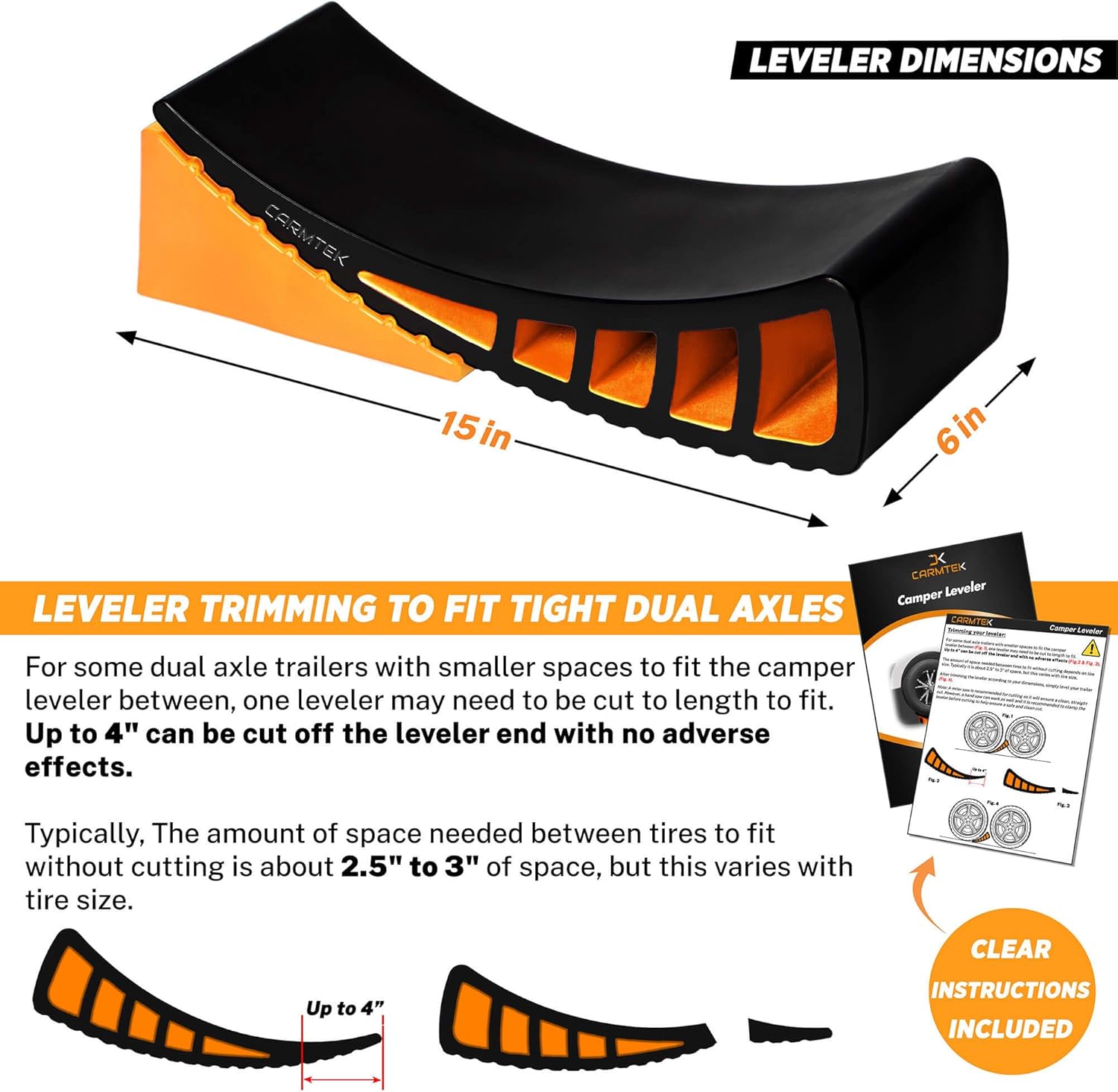 CARMTEK Camper Leveler Premium Kit - Curved RV Levelers with Camper Wheel Chocks, Rubber Mats and Carry Bag | Faster Camper Leveling Than RV Leveling Blocks