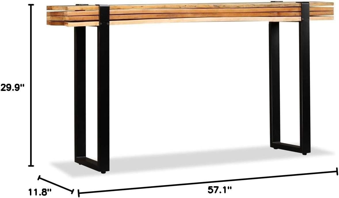 Retro Style Console Table Length-Adjustable Side Table Dining Table Furniture for Living Room Dining Room Hallway (57.1"-70.9") x 11.8" x 29.9" Solid Reclaimed Wood + Cast Iron