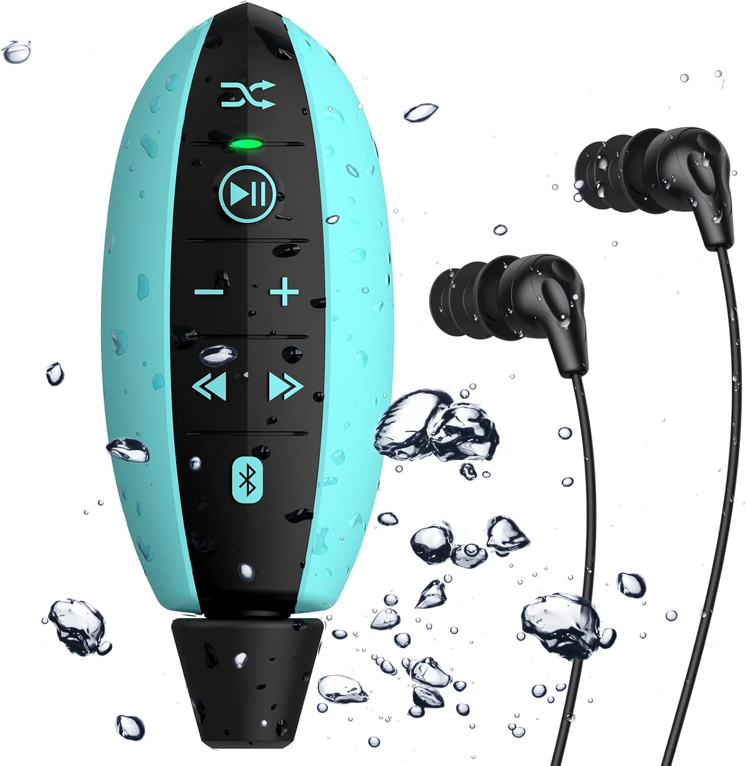 Swimming MP3 Player with Clip, AGPTEK S19 8GB IPX8 100% Waterproof Music Player with Bluetooth and Underwater Headphones for Swimming, Running, Watersports Pack of 2
