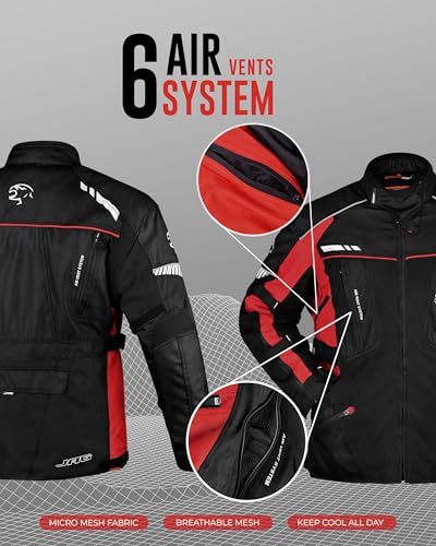 JAG Touring Motorcycle Jacket for Men, Dual Sports Water Resistant Adventure Riding Jacket with Cordura Fabric & CE Armor