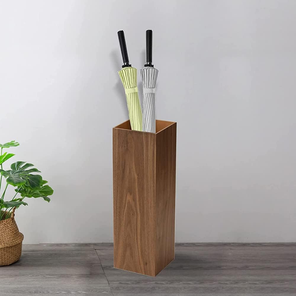 Umbrella Stand Made of Wood Wooden Umbrella Stand Saves Space with drip Tray Suitable for Front Door/Entrance Hall Walnut,