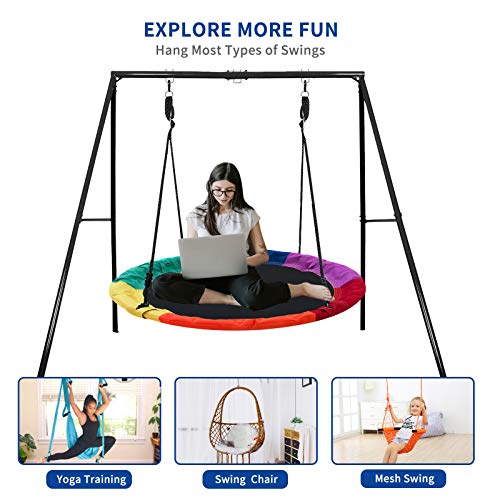 IKARE Heavy Duty Metal Swing Frame, Extra Large Swing Stand for Kids and Adults, Supports up to 440 LBS, Fits for Most Swings, Great for Indoor and Outdoor Activities, Garden, Backyard, Playground