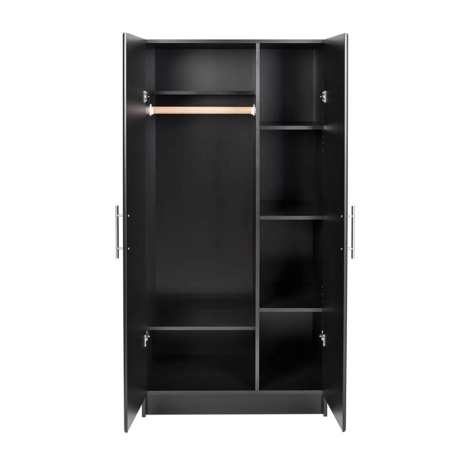 Prepac Elite 32" Storage Cabinet Armoire, Black Storage Cabinet, Linen Cabinet, Wardrobe Cabinet with Hanging Rail and Shelves 21" D x 32" W x 65" H, BESW-3264-K
