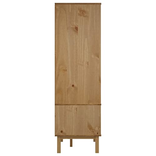 Wardrobe Brown and Gray 30.1"x20.9"x67.7" Solid Wood Pine,Scandinavian Pine Wood Wardrobe with Ample Storage for Clothes and Accessories Armoires & Wardrobes for Bedroom