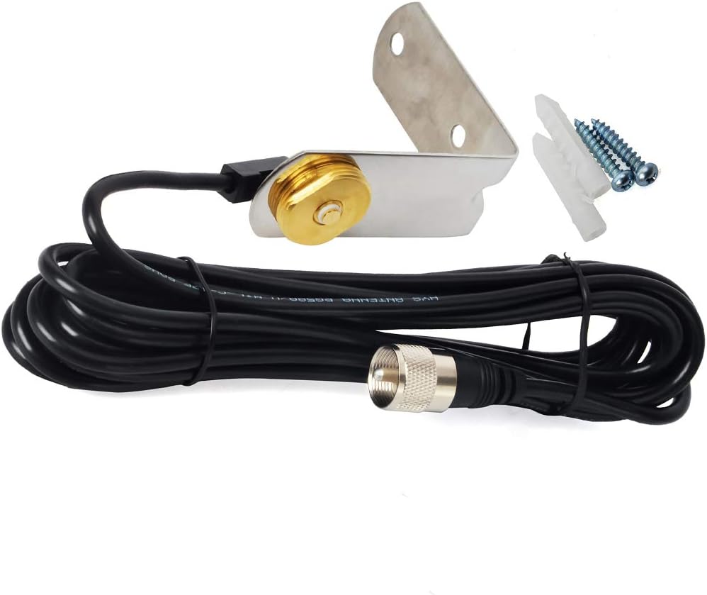HYS Amateur Antennas Dual-Band NMO 37.9 Inch Antenna VHF 136-174/UHF 400-470MHz with Stainless Steel L-Bracket Hole & 13'/About 4m RG-58 Coax Cable for 144/430Mhz Mobile FM Transceiver Radio Pack of 2