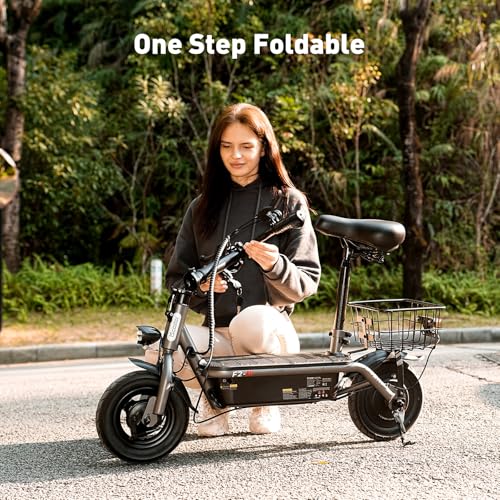 iScooter Electric Scooter with Seat, 37/21 Miles Long Range & 28/19/15.6 MPH Top Speed, 14"/12"/10" Pneumatic Tire, Height Adjustable Seat & Handlebar, Dual Suspensions Commuting Scooter with Basket