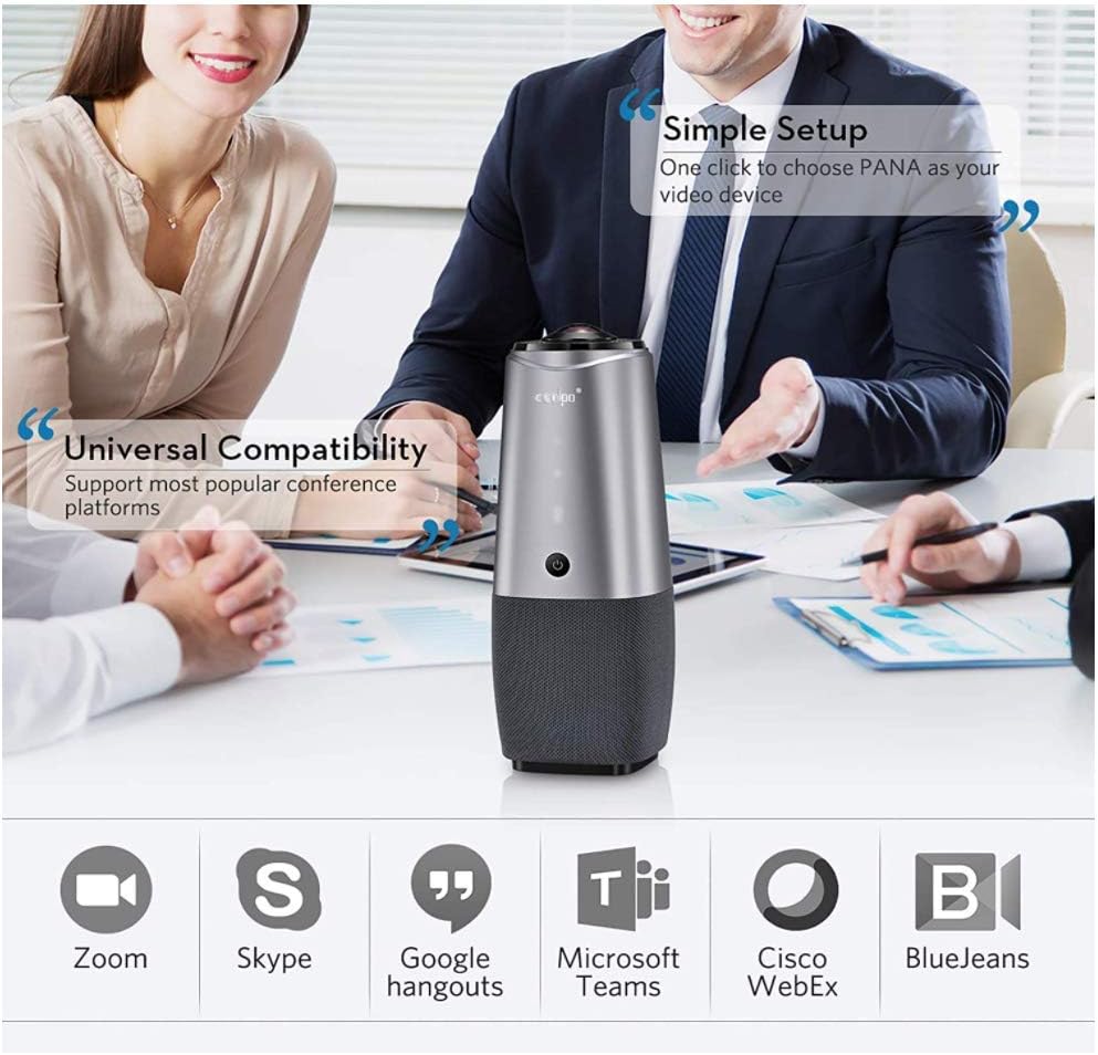 Video Conference Camera-4K Conference Camera with Microphone,360° View Conference Camera,AI-Sensor Facecapture Camera with 4 Microphone, All-in-One Conference Webcam for Zoom Skype Hangout Meeting