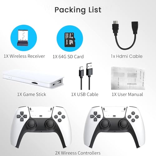 Wireless Retro Game Console Classic Plug and Play Retro Gaming Console with Built-in 23 Emulators 20000+ Games, 4K HDMI Output & 2.4G Wireless Controller Gamepad, Gifts for Christmas