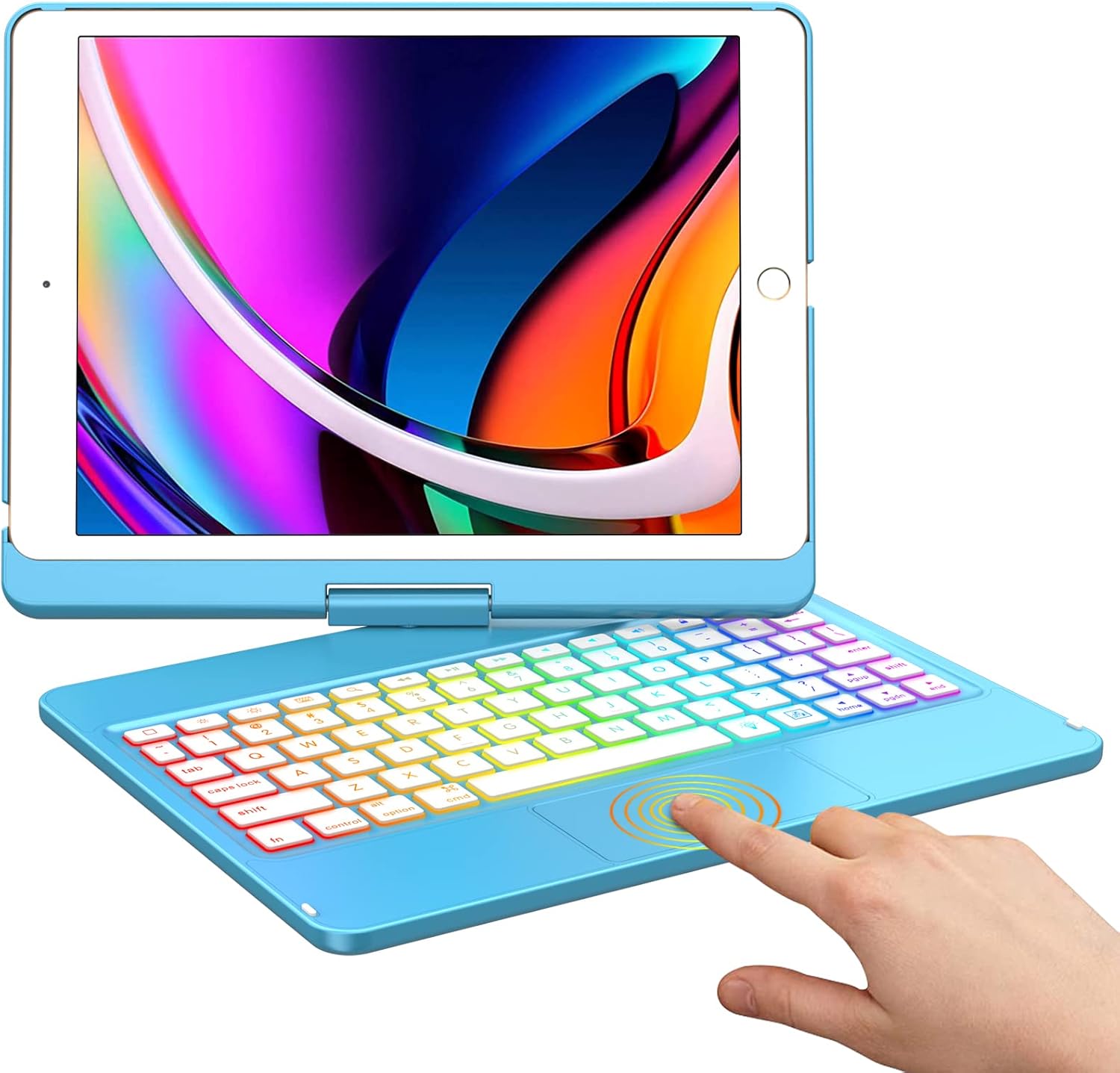 iPad 9th Generation Case with Keyboard and Pencil Holder, iPad Keyboard for 10.2 8th Generation Keyboard Backlit, iPad 7th Gen Keyboard with Touchpad, Keyboard Case with Trackpad(Purple)