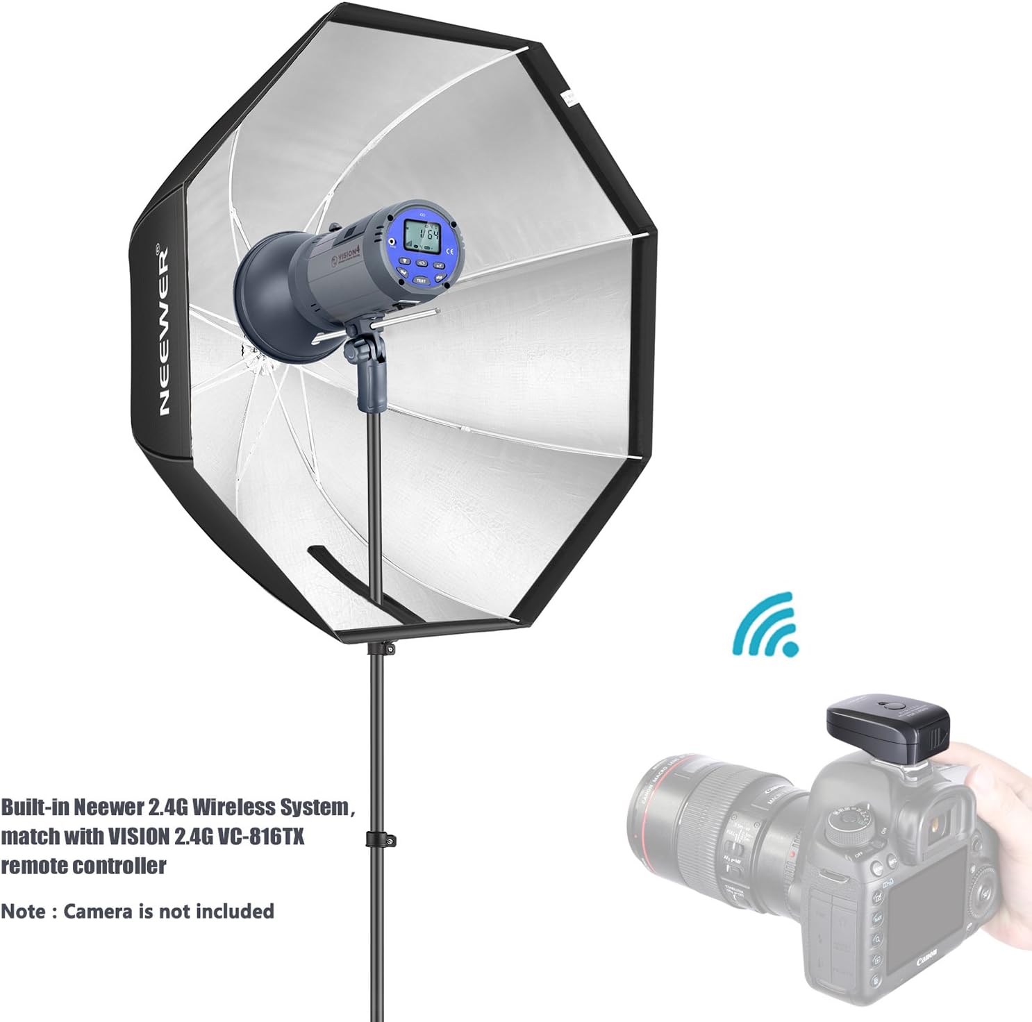 Neewer Vision 4 Powered Outdoor Studio Flash Strobe (1000 Full Power Flashes) with Softbox, Light Stand and Cleaning Kit for Video Location Photography Product ID: 5