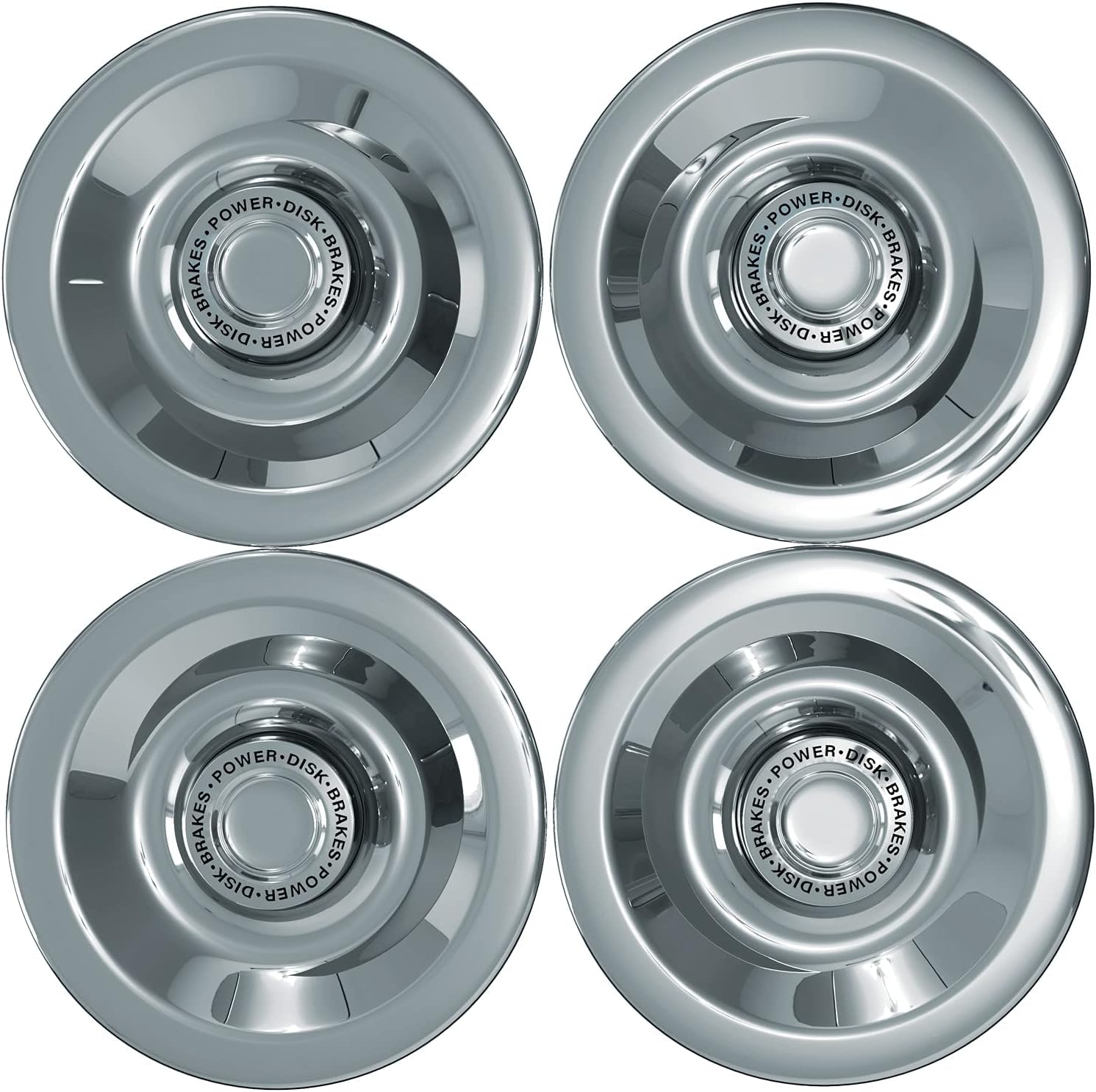 OxGord Power Disc Rally Wheel Center Caps (Pack of 4) Best for GM Classic Car Accessories | Snaps Over 14x6, 14x7, 15x6, 15x7, 15x8 & 15x10 Rim - Stainless Steel Cap is 7 in Diameter, Chrome
