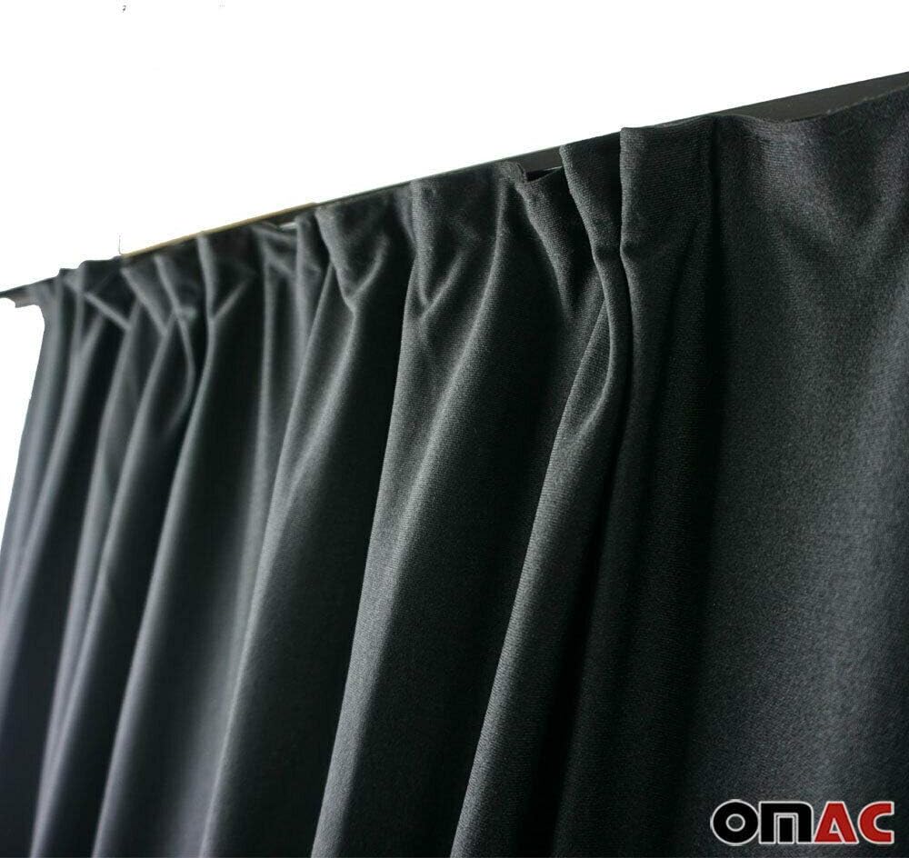 OMAC Van Cab Divider Curtains Campervan Sunshade Blinds Kit Black | Fits Mercedes Accessories 2 pcs. Curtains 1pcs. Profiles Screws (54x39 ?nch)