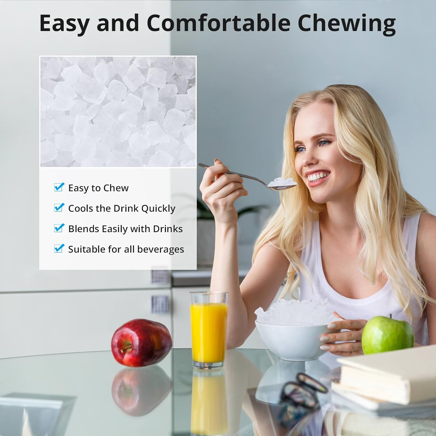 Nugget Ice Maker Countertop Machine with Soft Chewable Ice, Crushed Ice Makers with Self-Cleaning, 36Lbs/24Hrs, One-Key Operation, Compact Ice Maker with Ice Scoop/Basket for Home/Kitchen/Bar