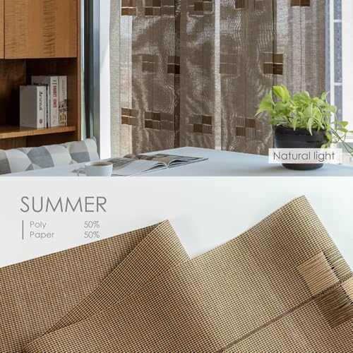 GoDear Design Adjustable Sliding Track Vertical Blinds 45.8"- 86" W x 96" H, Extendable Blinds for Windows, Hanging Room Dividers Walls, Closet Doors, Trimmable Woven Fabric Panel Shades, Summer