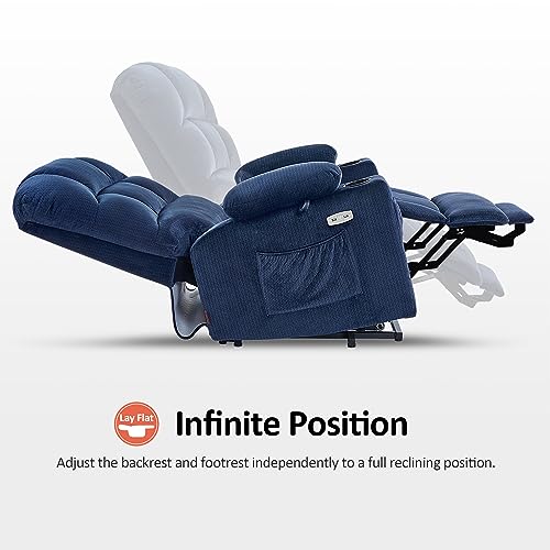 MCombo Large Dual Motor Power Lift Recliner Chair for Elderly, Massage and Heat, Lay Flat, Zero Gravity, Home Button, USB Port, Fabric 7680 (Large, Beige)