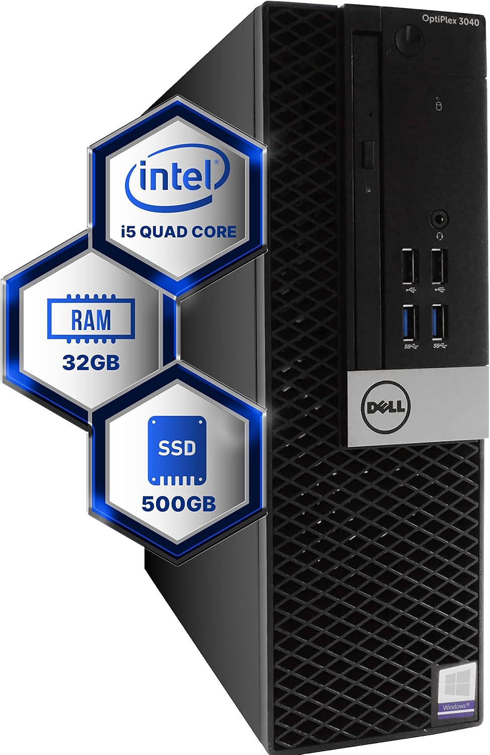 Dell Optiplex 6th Generation Desktop Computer | Quad Core Intel i5 (3.2) | 32GB DDR3 RAM | 500GB SSD Solid State | Windows 10 Professional | Home or Office PC (Renewed)