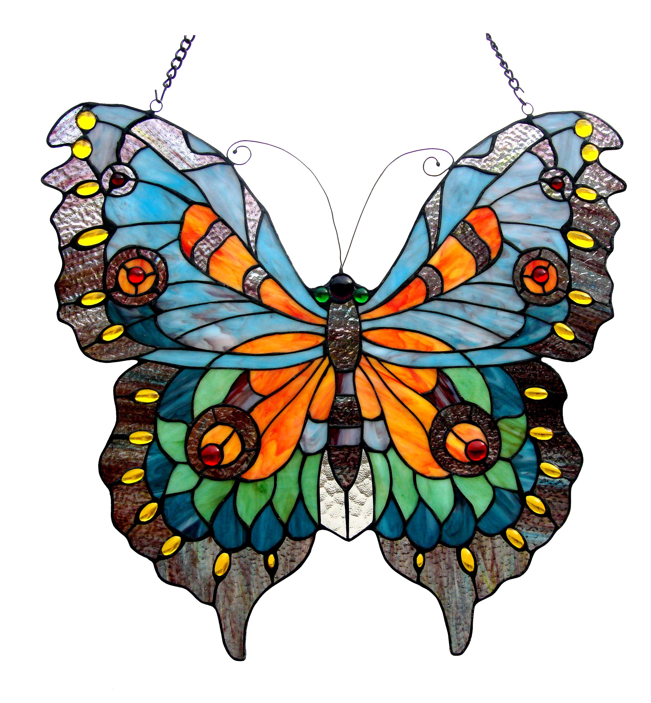RADIANCE Goods Tiffany-Glass Butterfly Window Panel 21x20