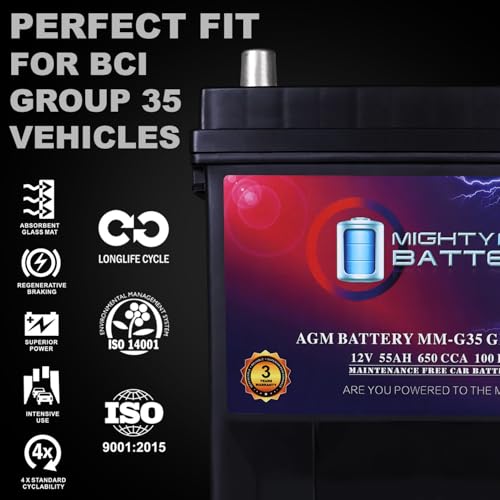 Mighty Max Battery MM-H5 Start and Stop Car BCI Group Size 47 12V 60 AH, 100RC, 680 CCA Rechargeable AGM Car Battery