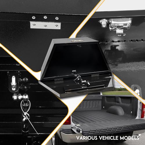 36" x 12" x 11.8" Trailer Tongue Tool Box Heavy Duty Steel Trailer Toolbox Organizer Truck Underbody Box with Latch & Keys Compatible with Pick Up Truck Bed RV Trailer ATV Black