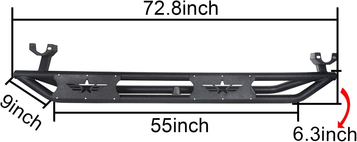 u-Box JK Wrangler Side Step Running Boards Rail Steel Nerf Bars Compatible with Jeep JK Wrangler Unlimited 2007-2018 4-Door