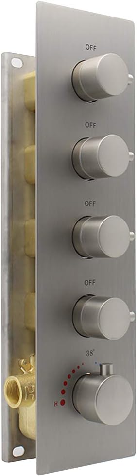 (Use All Options Once) 3-way Shower Brass Thermostatic Valve, HOMEDEC Shower Diverter Flow Control Valve for Shower System (Concealed Vertical installation, Chrome)