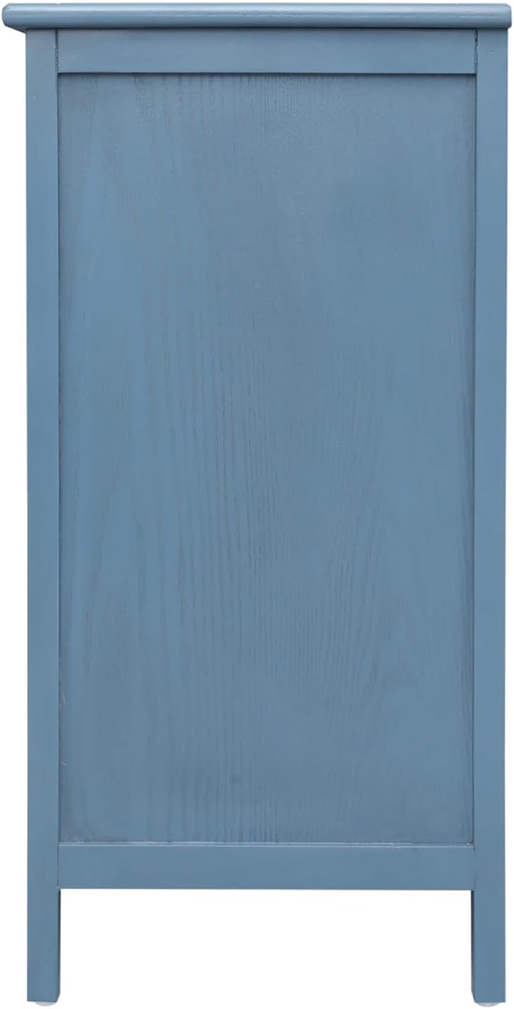 3 Drawer Cabinet Storage Cabinet Coffee Bar Cabinet Accent Cabinet Sideboard Kitchen Cabinet,Natural Rattan,American Furniture,Suitable for Bedroom, Living Room, Study (blue)