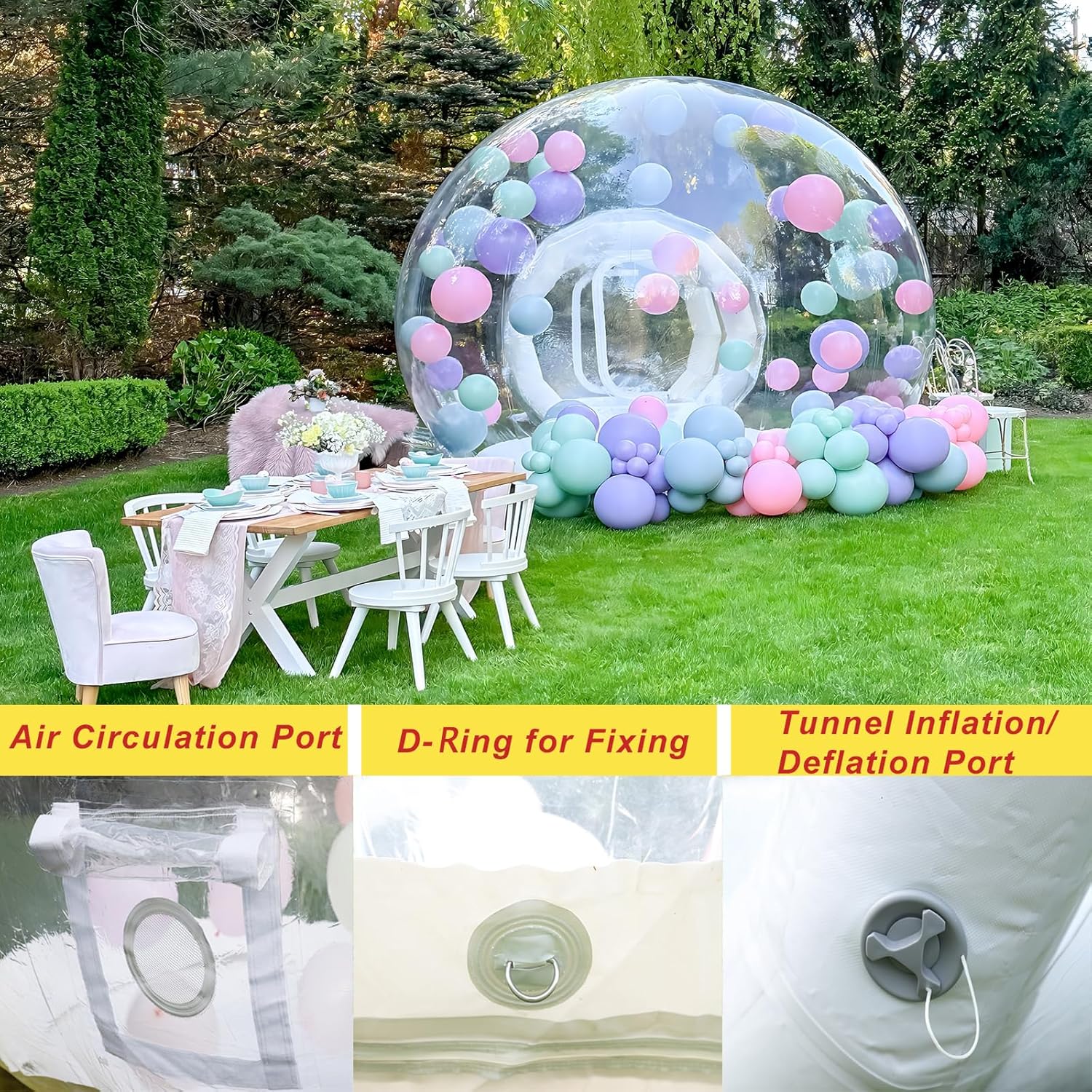 10FT Bubble House Inflatable Bubble Tent, Clear Bubble Balloon Dome Tent with Blower&Pump, Transparent Bubble Garden Tent for Events Exhibitions Party Wedding Birthday Decor