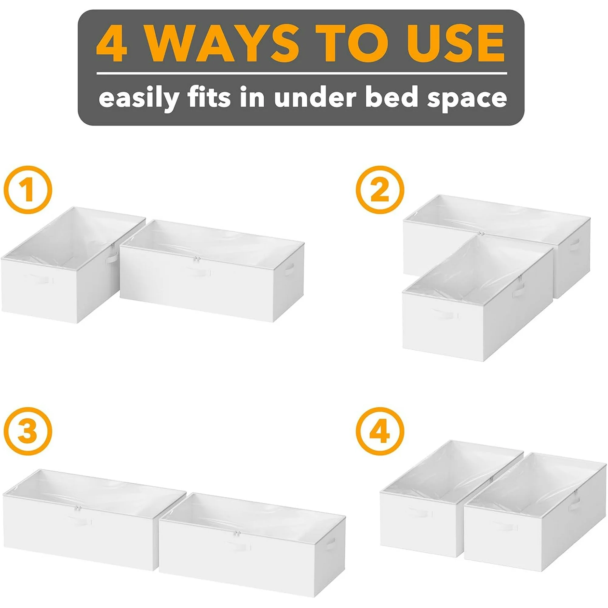2 Pack 10 High Under Bed Storage Containers, Large Underbed Storage Organizer Bins with Lids for Bedroom, Dorm, Clothes, Closet Organization, Bed Sheets and Blankets (Beige)