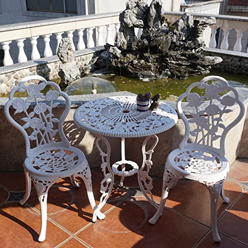 KAILI Outdoor Furniture Bistro Set with Rose Pattern 1 Table 2 Chairs for Garden Patio Porch (Rose-Bronzed)