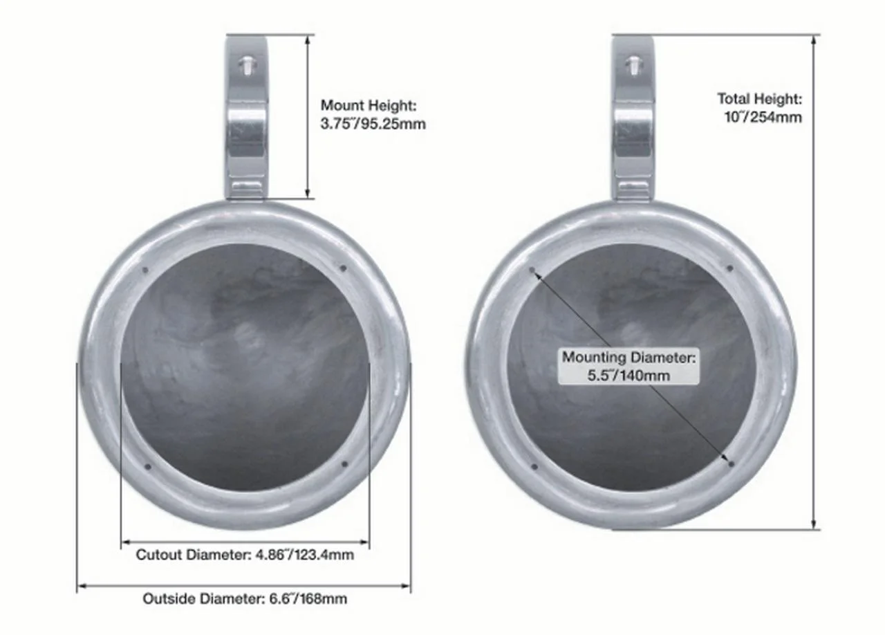 (2) Rockville 5.25" 360° Swivel Black Aluminum Surface Mount Boat Speakers