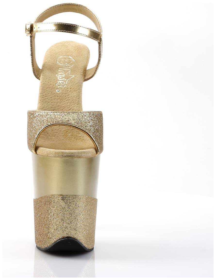 Pleaser FLAMINGO-809-2G, 8x22 Heel Ankle Strap Platform S - Gold 11