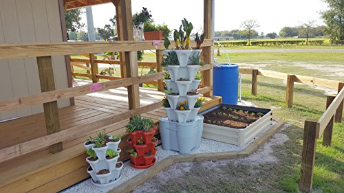 Mr. Stacky Smart Farm - Automatic Self Watering Garden - Grow Fresh Healthy Food Virtually Anywhere Year Round - Soil or Hydroponic Vertical Tower Gardening System (Standard Kit, Stone)