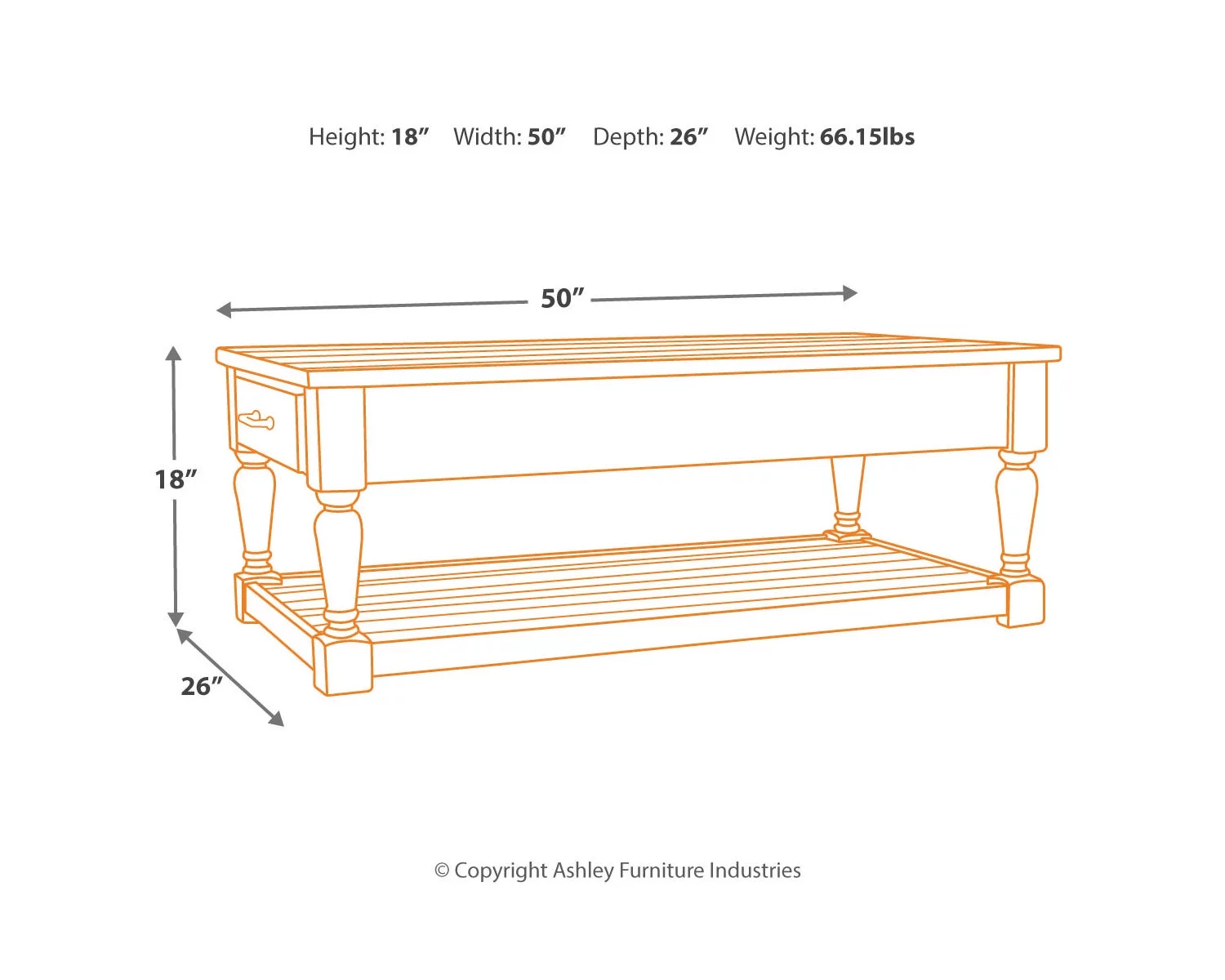 Signature Design by Ashley Shawnalore 2 Drawer Coffee Table, Whitewash