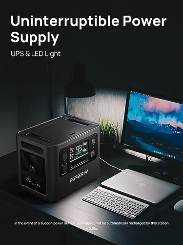 AFERIY Portable Power Station 1200W / 960Wh Power Station LiFePO4 Battery, Quick Charge in 1.5H, 4 AC Outlets, UPS, Solar Generator, Electric Generator for Home Camping Use