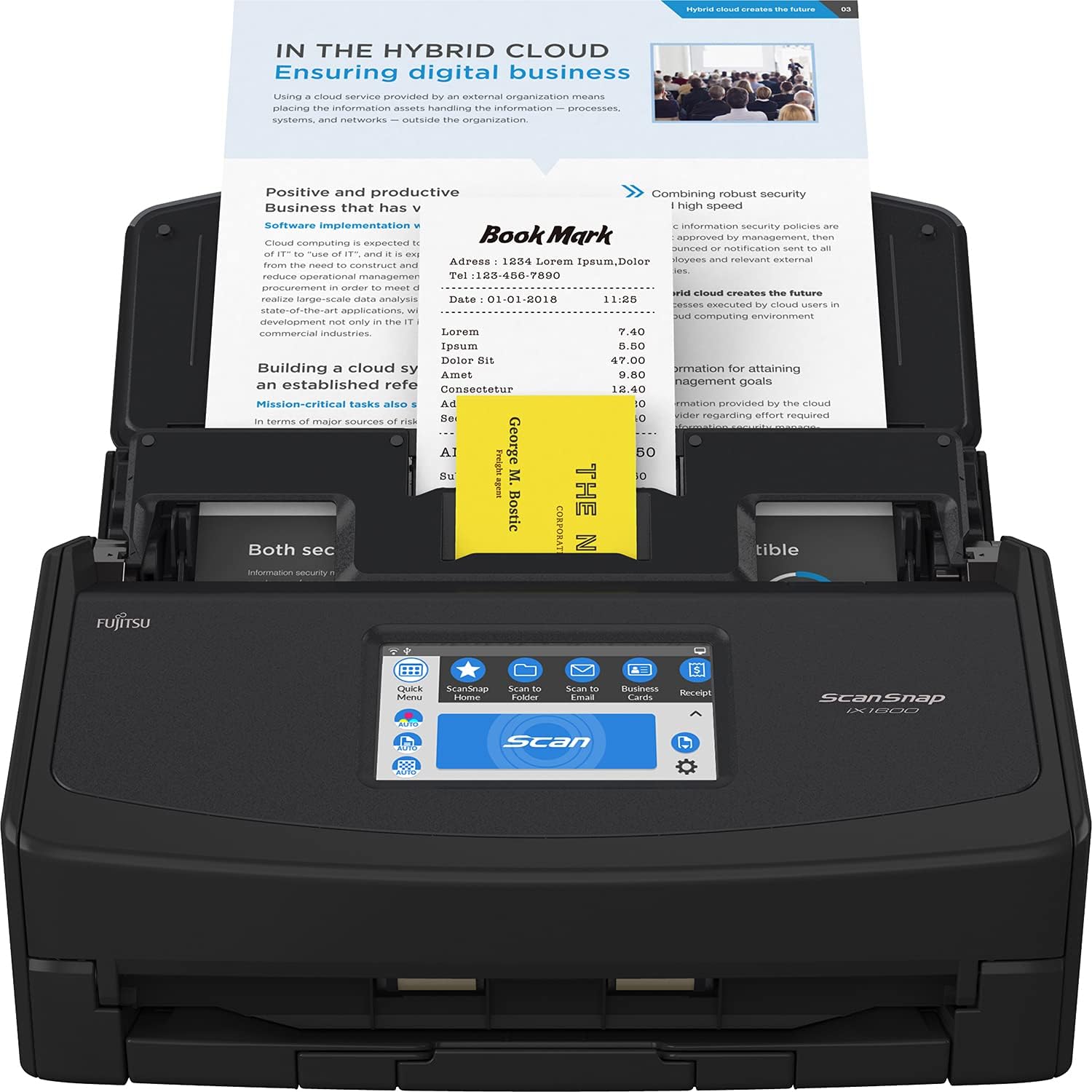 Fujitsu ScanSnap iX1400 Simple One-Touch Button Document Scanner for Mac or PC, Black
