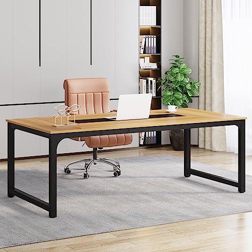 Tribesigns Modern Computer Desk, 63 x 31.5 inch Large Executive Office Desk Computer Table Study Writing Desk Workstation for Home Office, Spliced Desktop, White