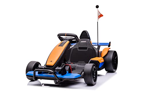 24V Electric Go Kart for Kids, 400W Powerful Motor Drift Racing Go Kart, Licensed McLaren Electric Go Kart with Drift Race Pedal, 2 Speeds Drift Kart with Damping System, Music, Racing Flag, Seat Belt